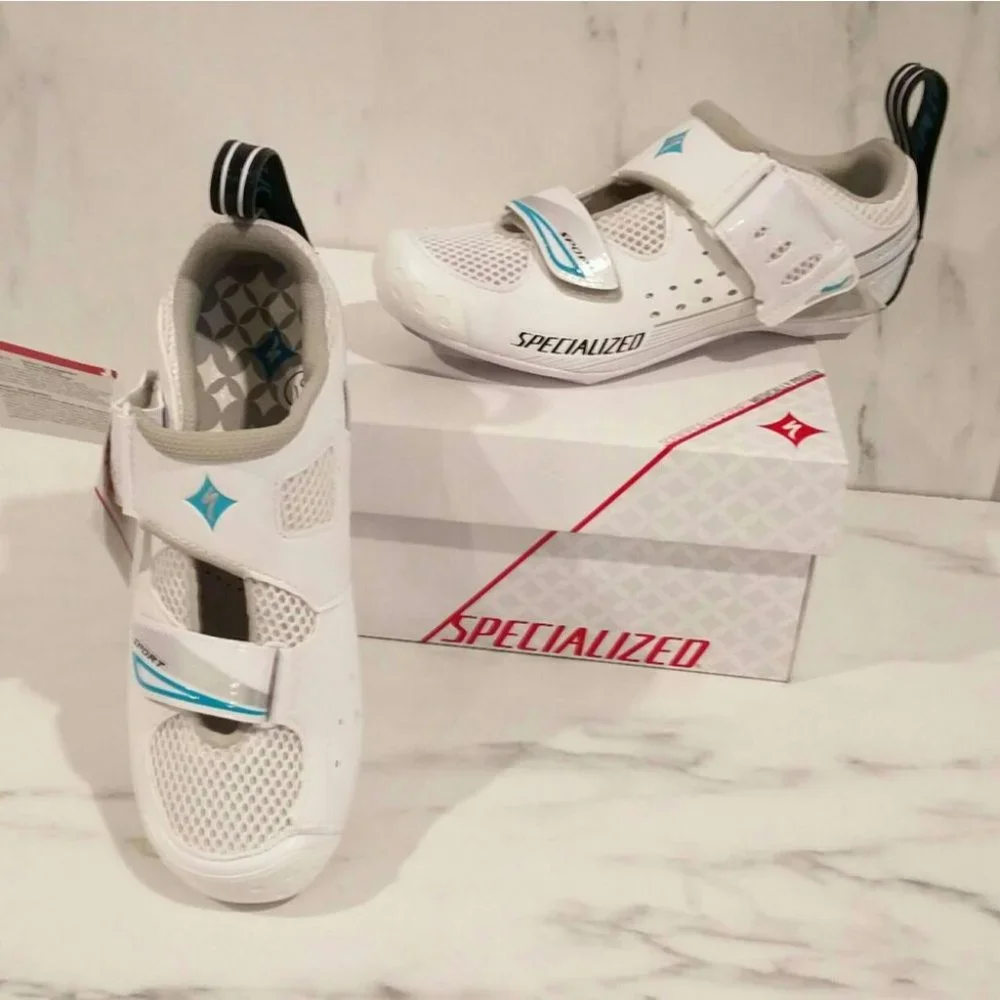 NWB Specialized Trivent Triathlon Cycling Shoes White Aqua 6.5 - Picture 12 of 14